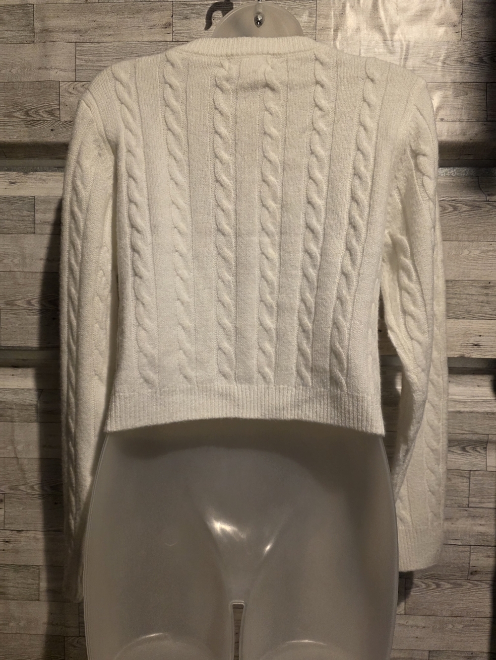 Jessica Simpson Cream Cable-Knit Cropped Cardigan with Decorative Buttons - Picture 5 of 5